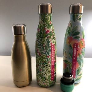 2 Lilly Pulitzer Starbucks S’well + 1 Gold S'well